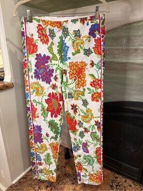 Truth Floral Print White Stretch Pants - Multicolor Size 2/4